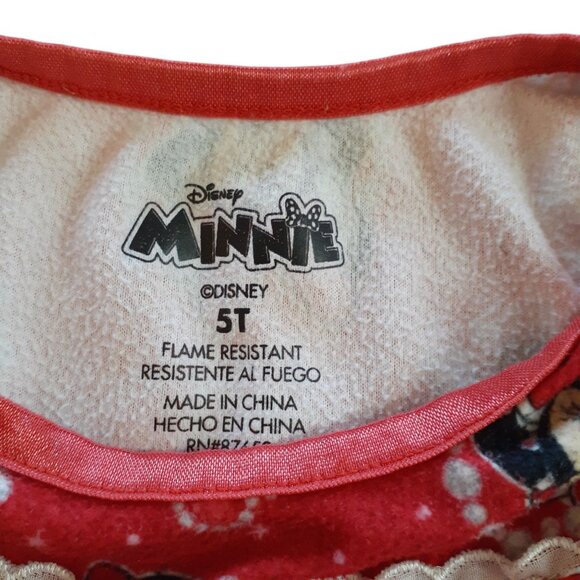 Disney Minnie Mouse Flannel Nightgown Toddler Girls 5T Red Ruffle Long Sleeve - Picture 3 of 4